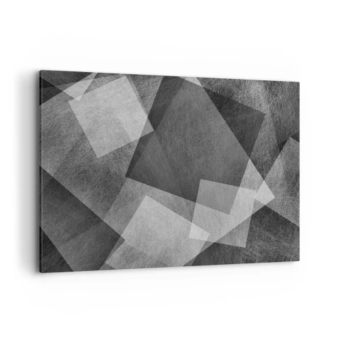 Quadro su tela - Stampe su Tela - Astrazione in bianco e nero con forme geometriche - 100x70cm - Simbolo eterno di ordine e durata - Decorazione murale moderna per soggiorno e camera da letto ARTTOR