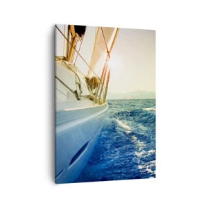 Quadro su tela - Stampe su Tela - Uno yacht in mare aperto con vista sulle onde - 50x70cm - Verso l'avventura - Decorazione murale moderna per soggiorno e camera da letto ARTTOR