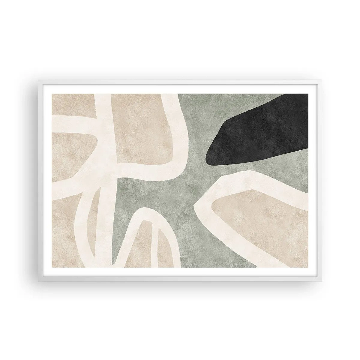 Poster in cornice bianca - Composizione con motivi in nero - 100x70 cm