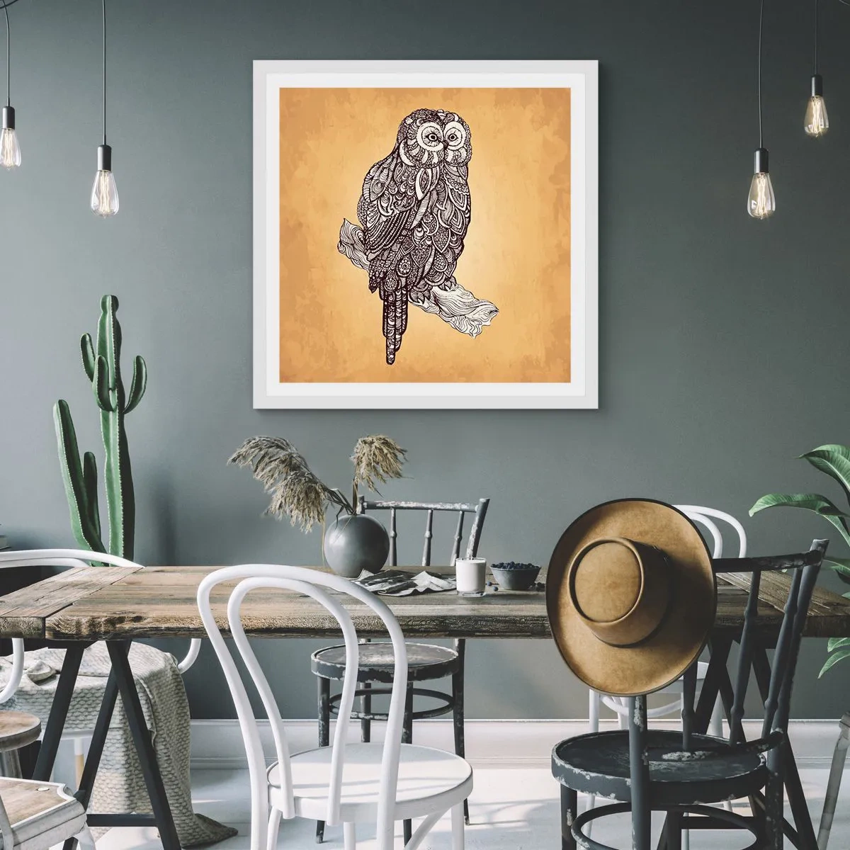 Poster in cornice bianca - Delicati ghirigori di saggezza - 60x60 cm