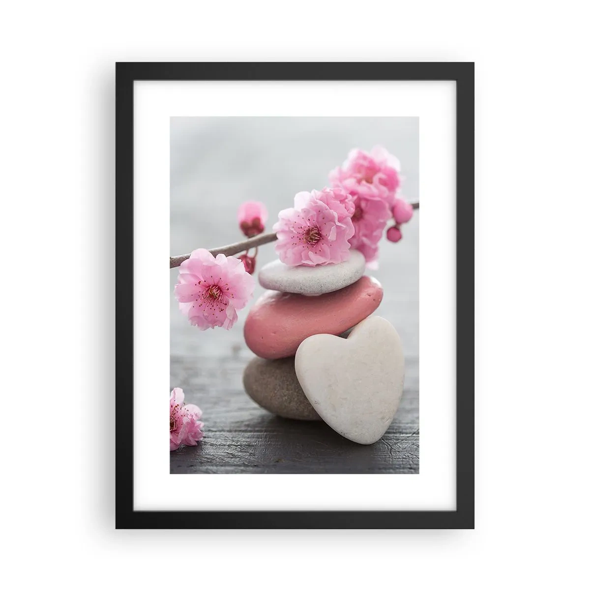 Poster in cornice nera - Serenità con fiori di ciliegio - 30x40 cm