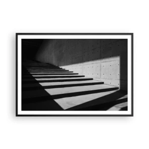 Poster in cornice nera - Scale in stile minimalista in bianco e nero - 100x70cm - La bellezza severa del modernismo - Decorazione murale moderna per soggiorno e camera da letto ARTTOR