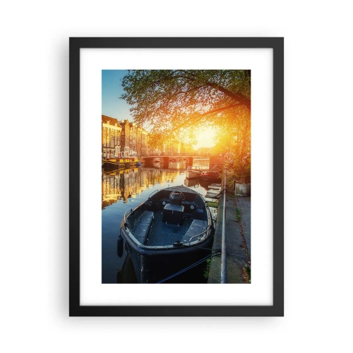 Poster in cornice nera - L'alba ad Amsterdam - 30x40 cm