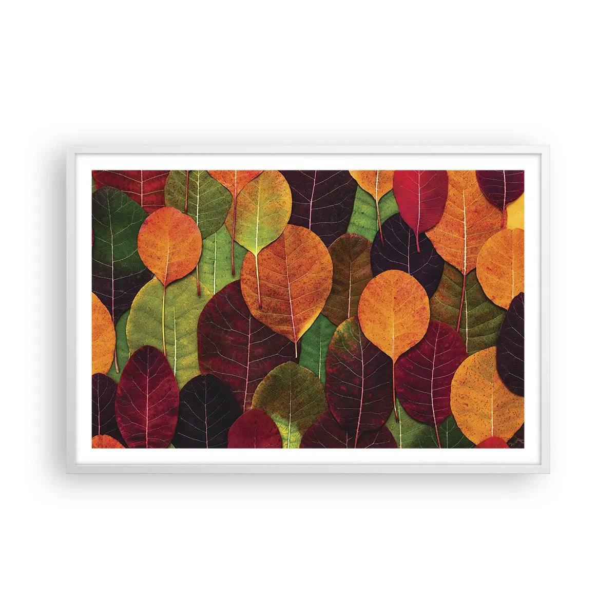 Poster in cornice bianca - Mosaico autunnale - 91x61 cm