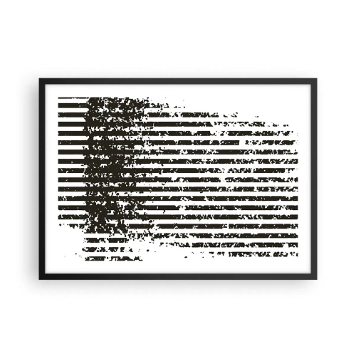 Poster in cornice nera - Linee astratte con effetto invecchiato in bianco e nero - 70x50cm - Ritmo e rumore - Decorazione murale moderna per soggiorno e camera da letto ARTTOR