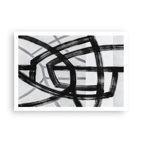 Poster - Linee astratte in bianco e nero che si intersecano su uno sfondo chiaro - 100x70cm - Costruendo la profondità - Decorazione murale moderna per soggiorno e camera da letto ARTTOR