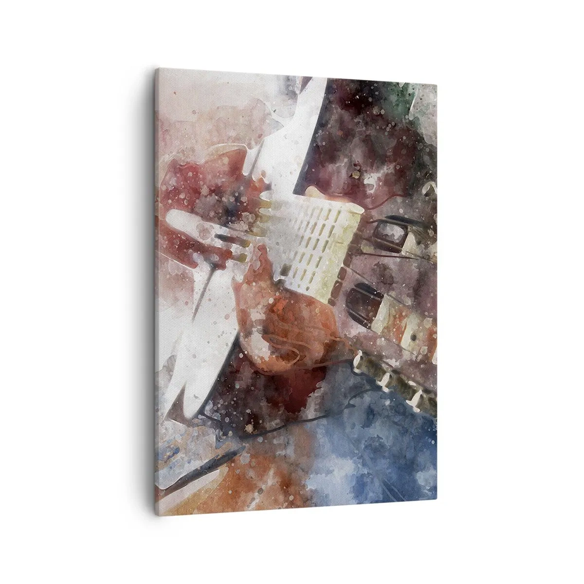 Quadro su tela - Stampe su Tela - Un'interpretazione artistica di una chitarra in stile acquerello - 50x70cm - E tu che ne pensi? - Decorazione murale moderna per soggiorno e camera da letto ARTTOR