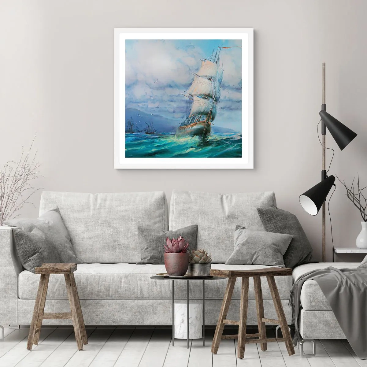 Poster in cornice bianca - Con il vento in favore - 50x50 cm