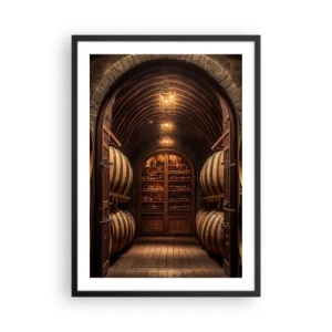 Poster in cornice nera - Elegante cantina con botti di legno - 50x70cm - L'atmosfera della cantina - Decorazione murale moderna per soggiorno e camera da letto ARTTOR