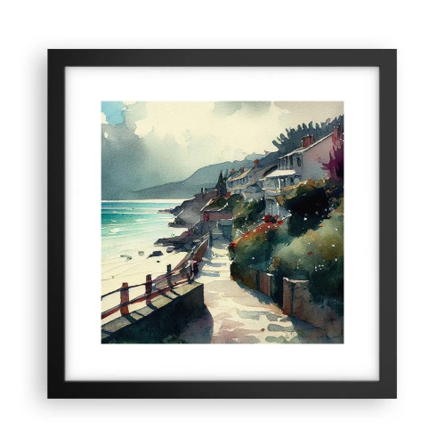 Poster in cornice nera - Cittadina mediterranea - 30x30 cm