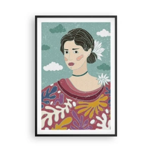 Poster in cornice nera - Con la malinconia nello sguardo - 61x91 cm