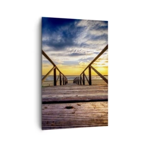 Quadro su tela - Stampe su Tela - Molo di legno che conduce alla spiaggia al tramonto - 80x120cm - Verso la spiaggia silenziosa al tramonto - Decorazione murale moderna per soggiorno e camera da letto ARTTOR