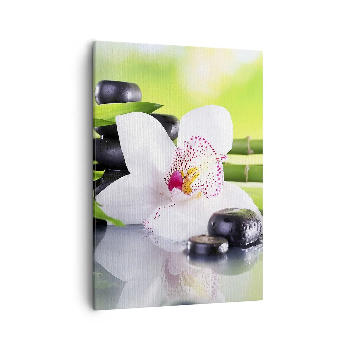 Quadro su tela - Stampe su Tela - Orchidea, pietre e bambù in un'armoniosa composizione spa - 50x70cm - Freschezza rinfrescante - Decorazione murale moderna per soggiorno e camera da letto ARTTOR