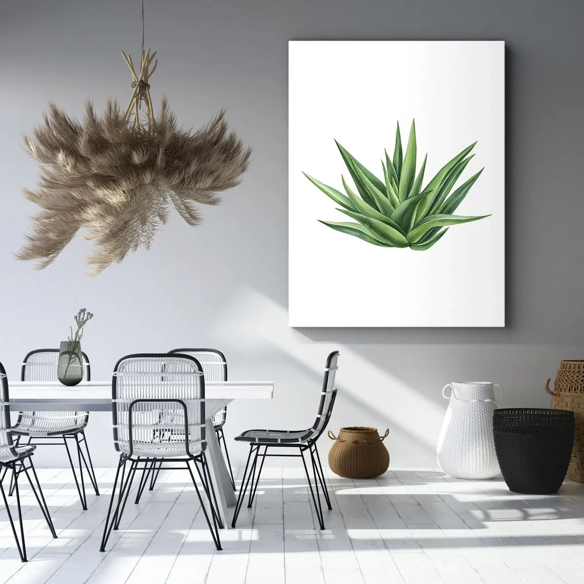 Quadro su tela - Stampe su Tela - Una pianta verde succosa su uno sfondo bianco - 50x70cm - Verde - forza - vita - Decorazione murale moderna per soggiorno e camera da letto ARTTOR