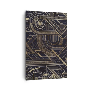 Quadro su tela - Stampe su Tela - Motivi geometrici dorati su sfondo nero in stile Art Déco - 80x120cm - Concetti, idee, progetti - Decorazione murale moderna per soggiorno e camera da letto ARTTOR
