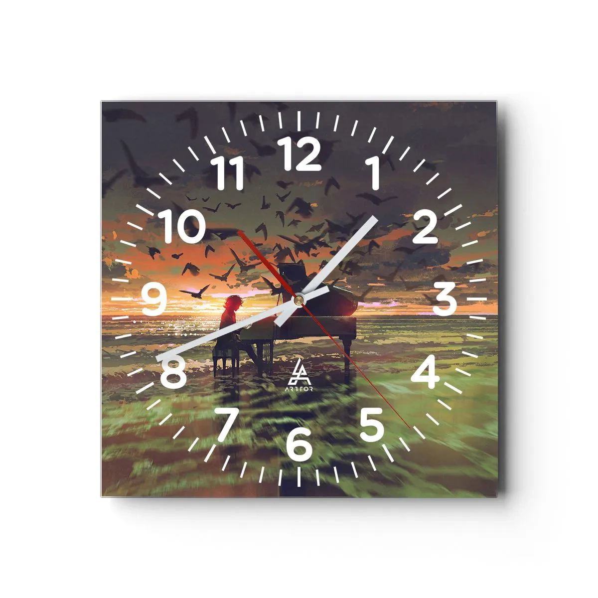 Orologio da parete - Orologio in Vetro - Concerto per pianoforte e onde - 30x30 cm