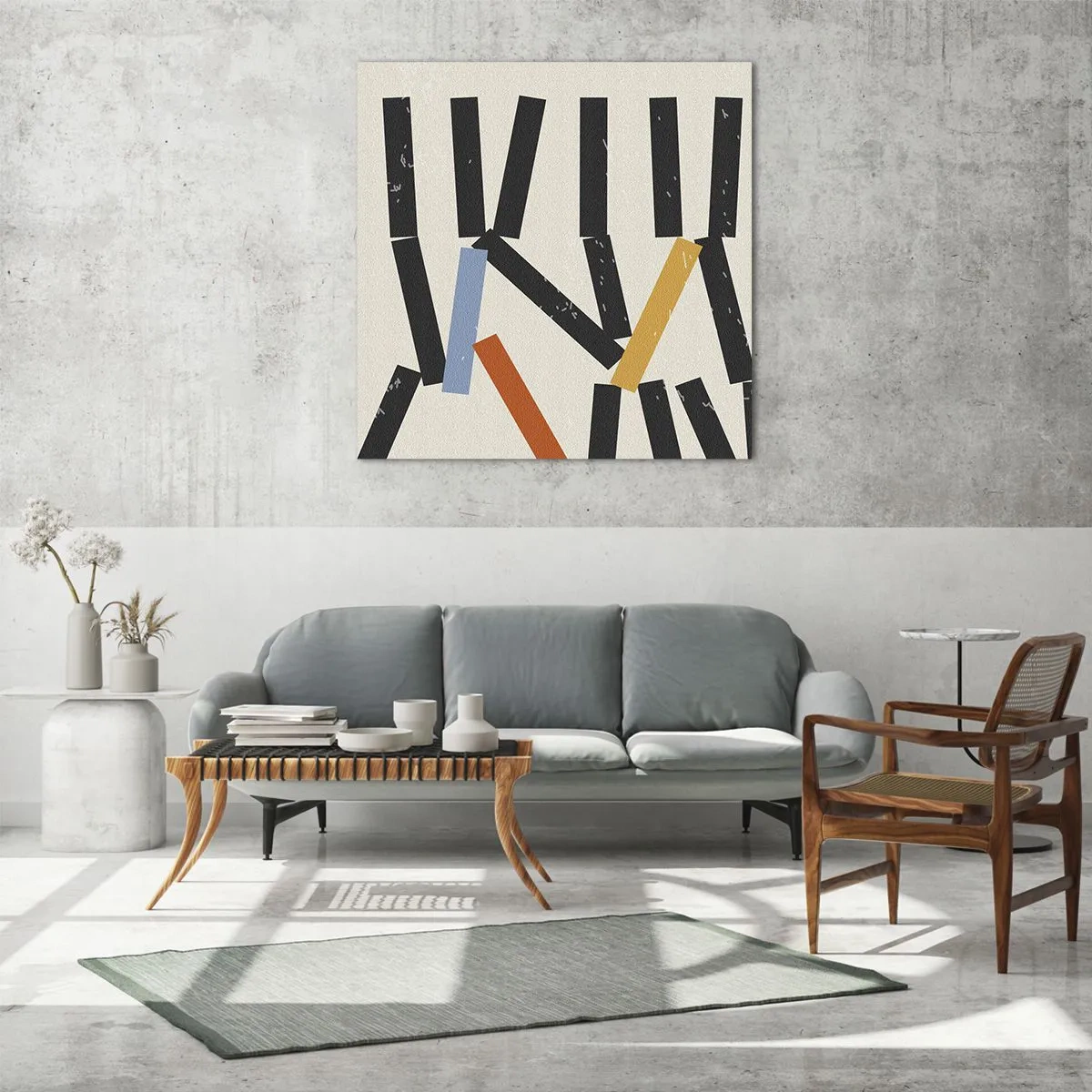 Quadro su vetro - Composizione: domino - 30x30 cm