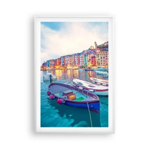 Poster in cornice bianca - Sera colorata nel porto - 61x91 cm