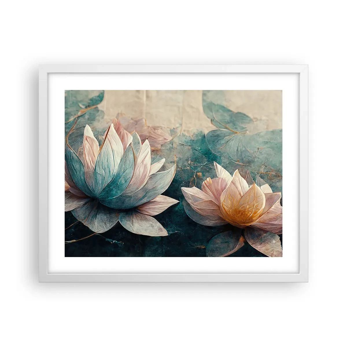 Poster in cornice bianca - Le stelle del lago - 50x40 cm