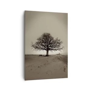 Quadro su tela - Stampe su Tela - Un albero solitario in un campo color seppia - 70x100cm - Da qui all'eternità - Decorazione murale moderna per soggiorno e camera da letto ARTTOR