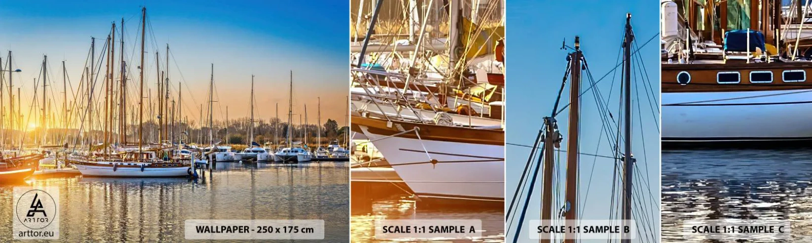 Campione Di Fotomurale Standard Eco - Anche il vento va a dormire - Paesaggio, Marina, Barca a vela - 100x30 cm