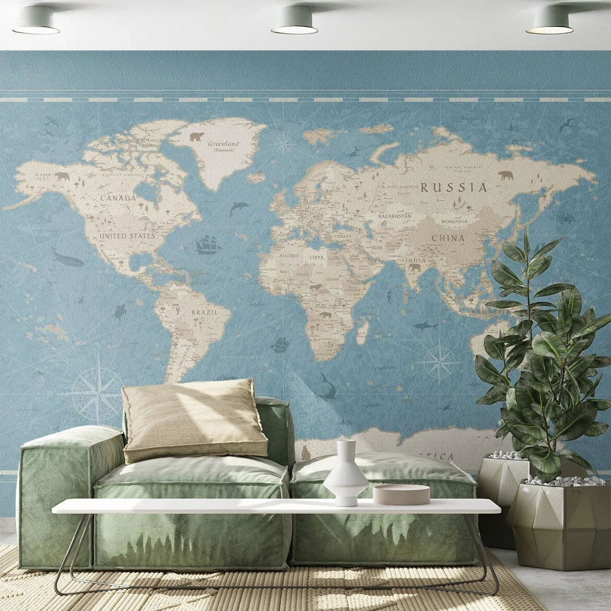 Fotomurali Autoadesivo Deluxe Sticker - Il mondo a portata di mano - Mappa del mondo, Vintage ▾, Grunge - 250x175 cm