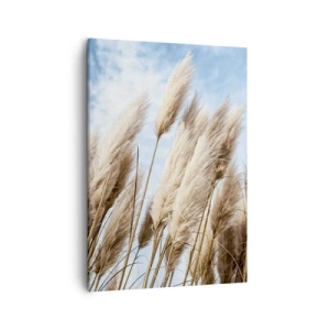 Quadro su tela - Stampe su Tela - Delicati prati di pampa contro un cielo azzurro con nuvole leggere - 50x70cm - Le carezze del sole e del vento - Decorazione murale moderna per soggiorno e camera da letto ARTTOR