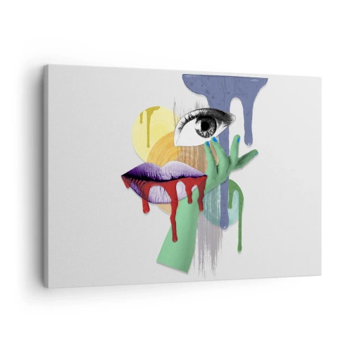 Quadro su tela - Stampe su Tela - Ritratto decostruito con elementi astratti - 70x50cm - Ritratto disintegrato - Decorazione murale moderna per soggiorno e camera da letto ARTTOR