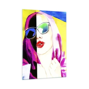 Quadro su vetro - Ritratto di una donna in stile pop art colorato - 50x70cm - Non sono bianca e non sono nera - Decorazione murale moderna per soggiorno e camera da letto ARTTOR