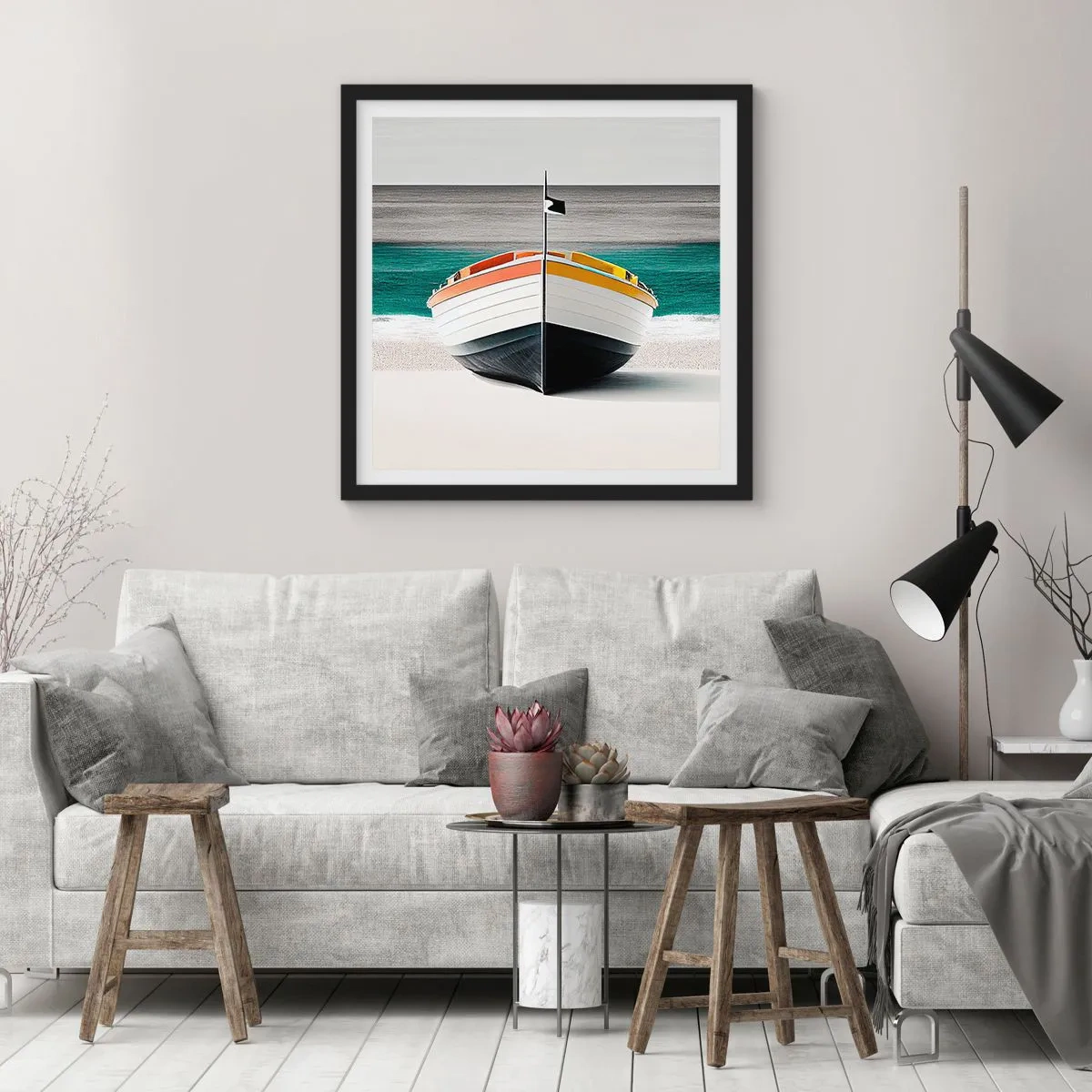 Poster in cornice nera - Al suo posto - 60x60 cm