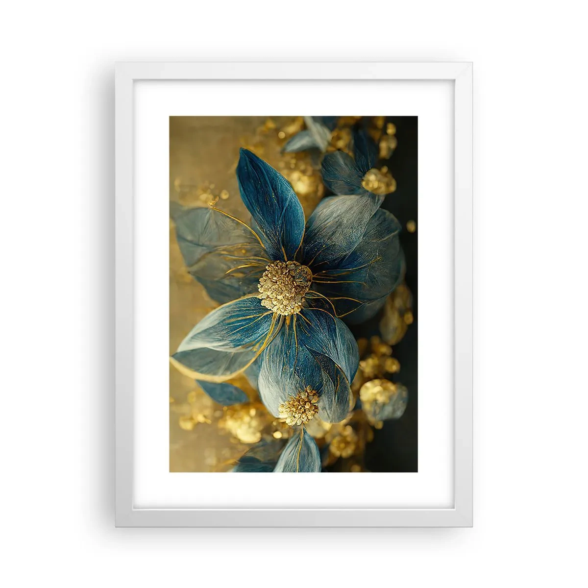 Poster in cornice bianca - Fiorire d'oro - 30x40 cm