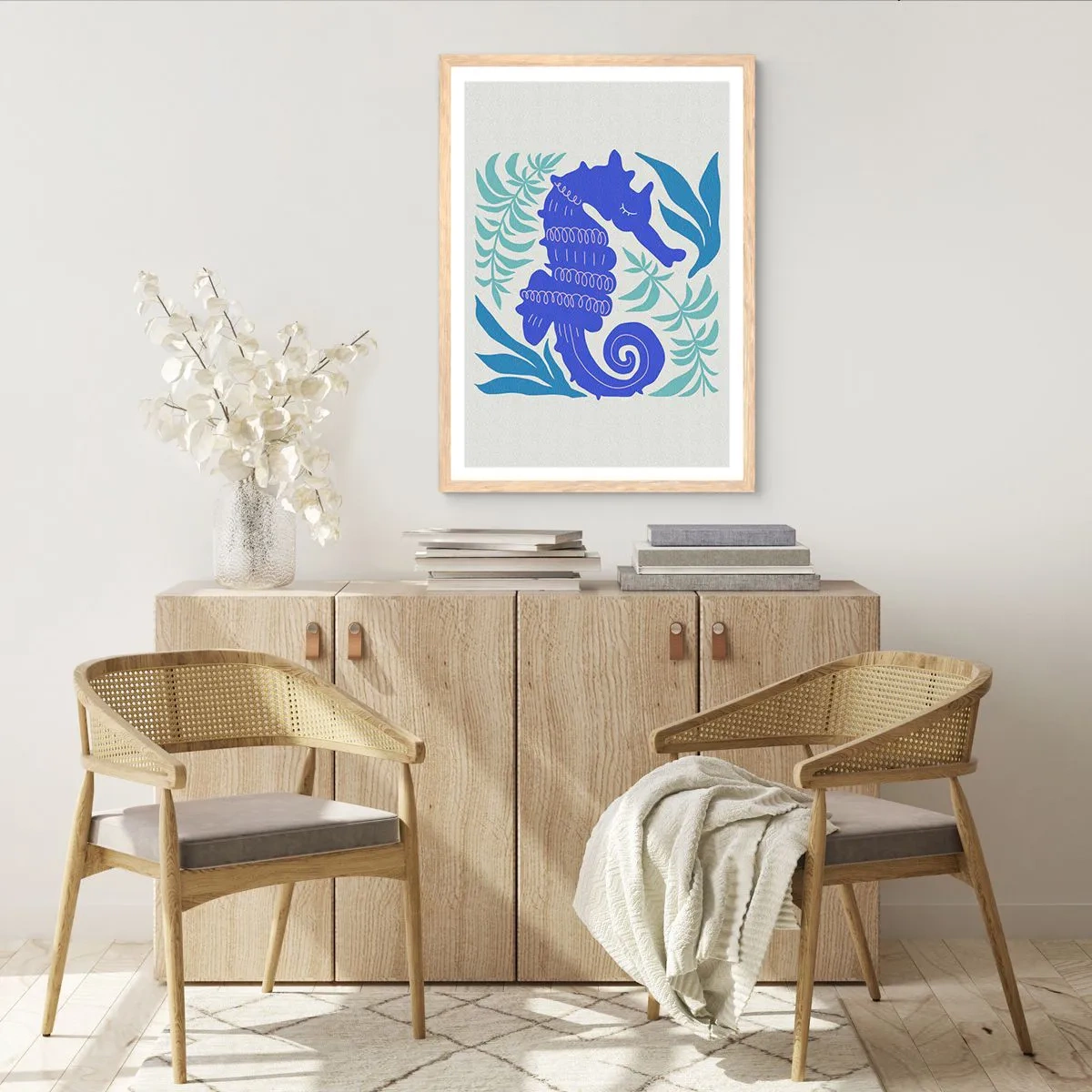 Poster in cornice rovere chiaro - Sul prato marino - 70x100 cm