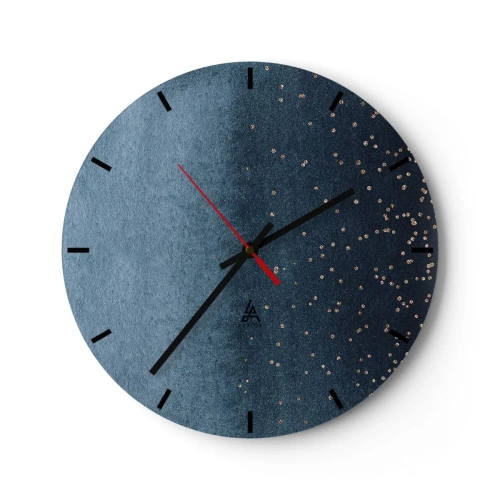 Orologio da parete - Orologio in Vetro - Texture blu navy con piccoli puntini dorati - 30x30cm - Composizione: fasi blu - Decorazione murale moderna per soggiorno, cucina e camera da letto ARTTOR