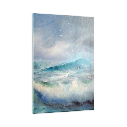Quadro su vetro - Onde violente sull'oceano - 80x120cm - Il turbine ululò di trionfo... - Decorazione murale moderna per soggiorno e camera da letto ARTTOR