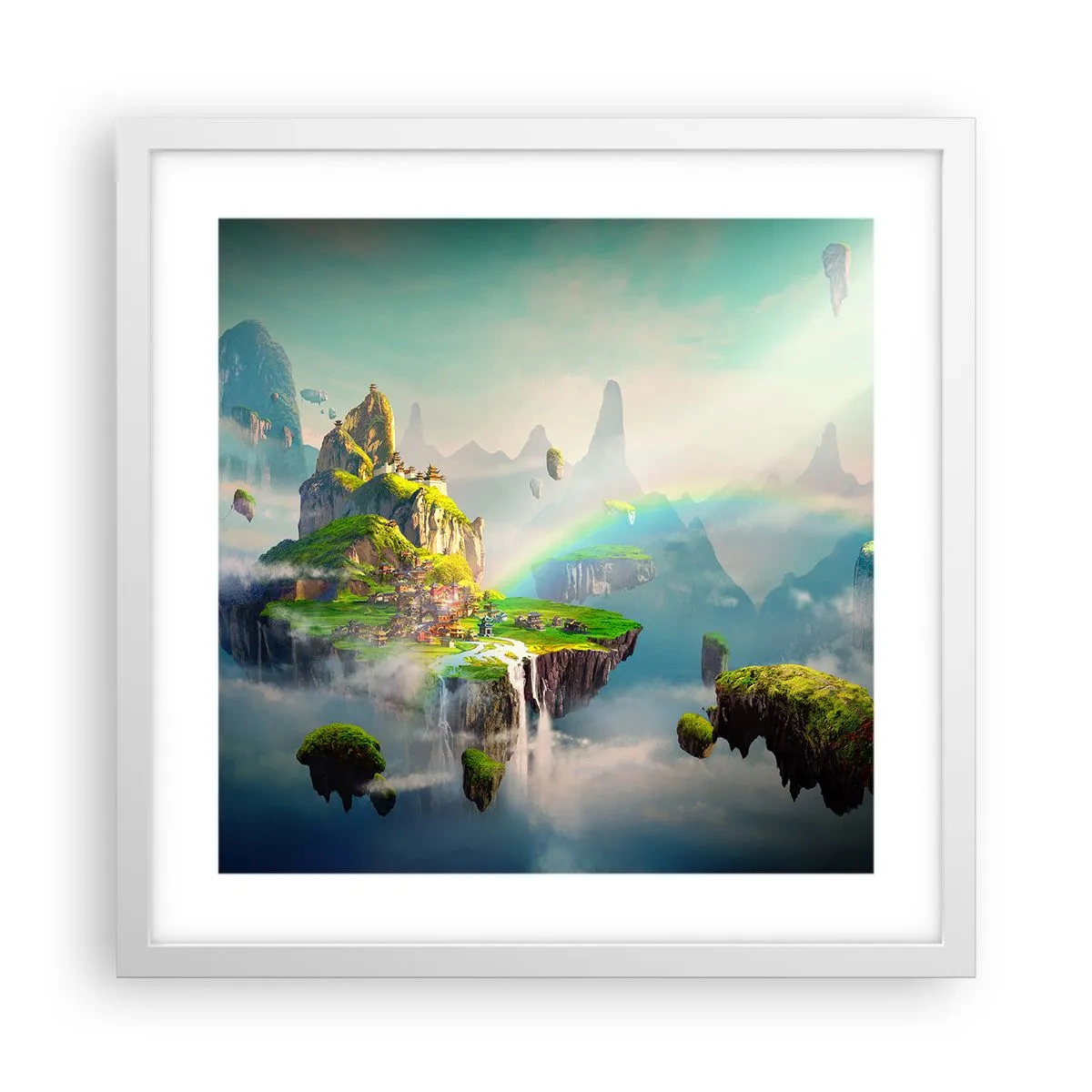 Poster in cornice bianca - In mezzo al cielo: isole fortunate - 40x40 cm