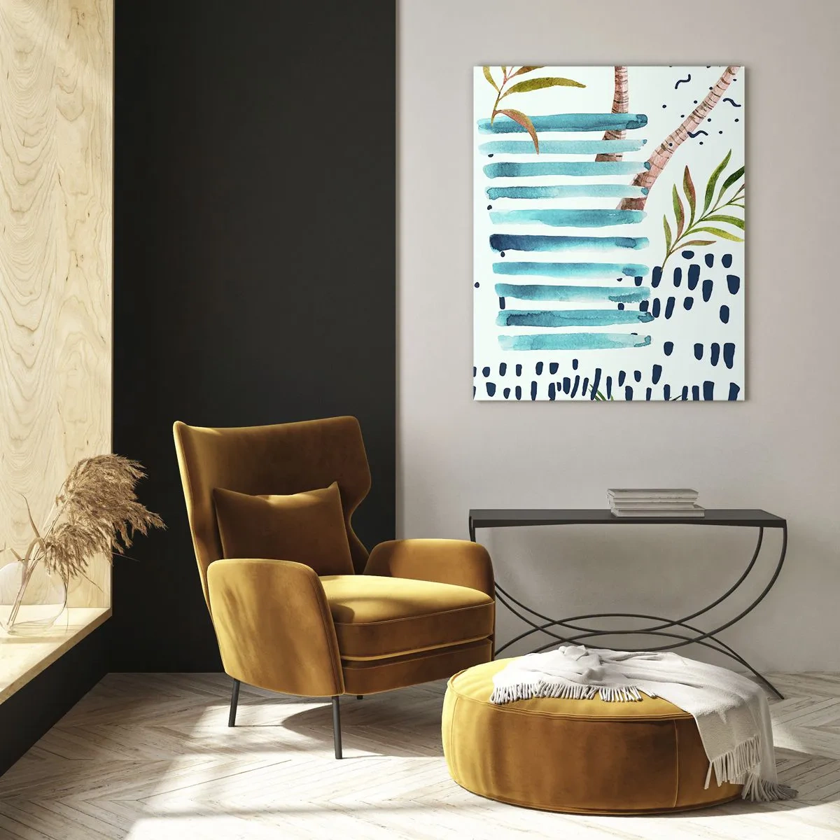 Quadro su vetro - Vacanze sotto le palme - 50x70cm - Vacanze sotto le palme - Decorazione murale moderna per soggiorno e camera da letto ARTTOR