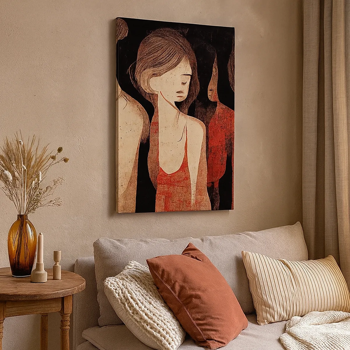 Quadro su tela - Stampe su Tela - Figure artistiche in una composizione astratta - 50x70cm - Madonne nell'oscurità - Decorazione murale moderna per soggiorno e camera da letto ARTTOR