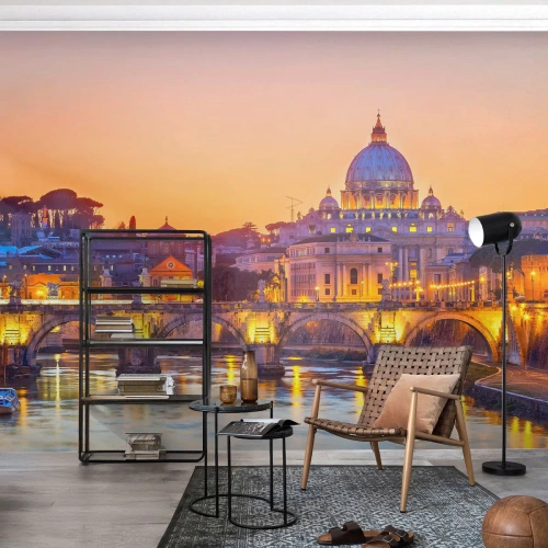 Fotomurali Premium Sand - Tramonto sulla Città Eterna - Città, Roma, Architettura - 450x315 cm