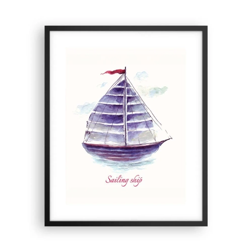 Poster in cornice nera - Gonfie vele e mare calmo - 40x50 cm