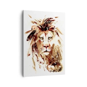 Quadro su tela - Stampe su Tela - Ritratto ad acquerello di un leone con dettagli intensi - 50x70cm - Forza e dignità - Decorazione murale moderna per soggiorno e camera da letto ARTTOR