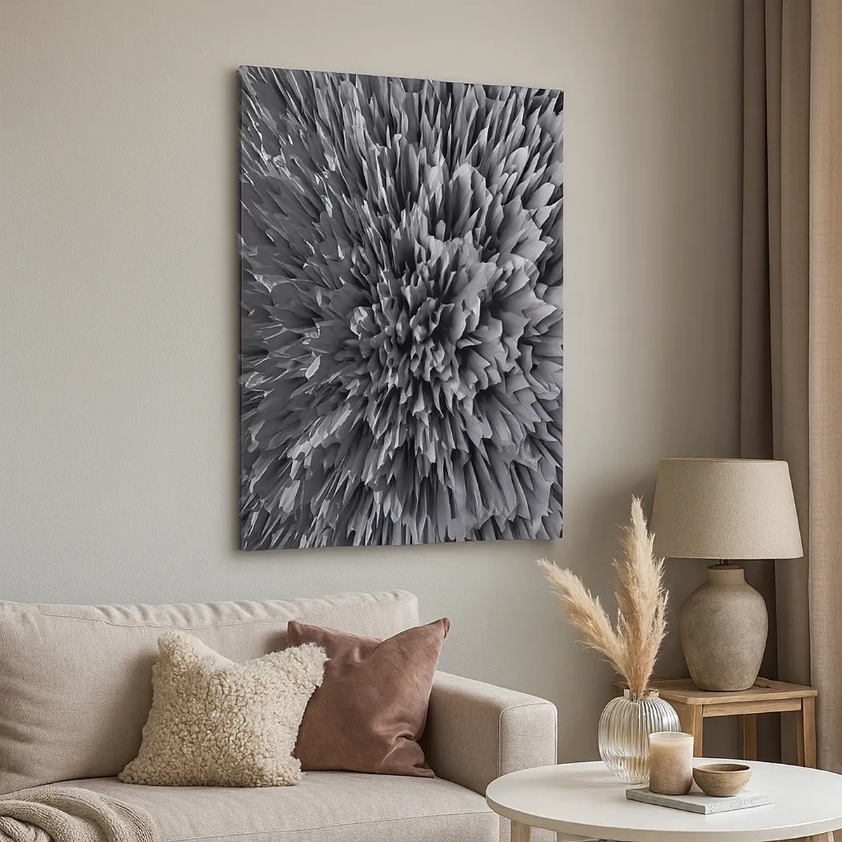 Quadro su tela - Stampe su Tela - Struttura astratta in tonalità di grigio - 50x70cm - Spigolosità massima - Decorazione murale moderna per soggiorno e camera da letto ARTTOR