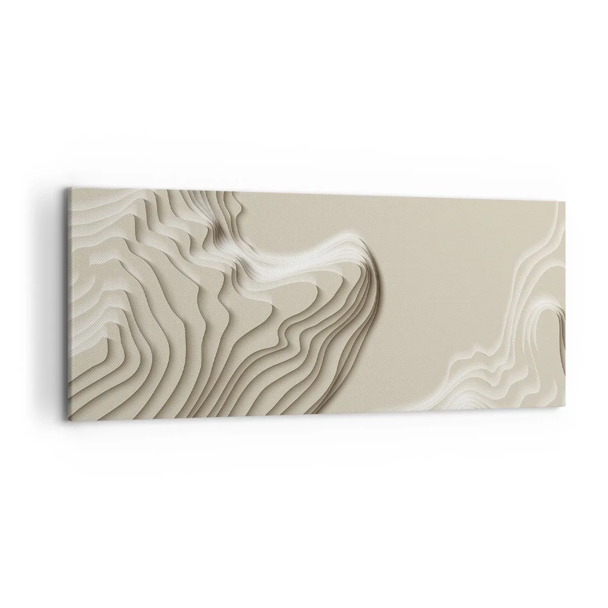 Quadro su tela - Stampe su Tela - Un motivo astratto nei toni del beige con effetto lineare. - 120x50cm - La topografia dell'arte - Decorazione murale moderna per soggiorno e camera da letto ARTTOR