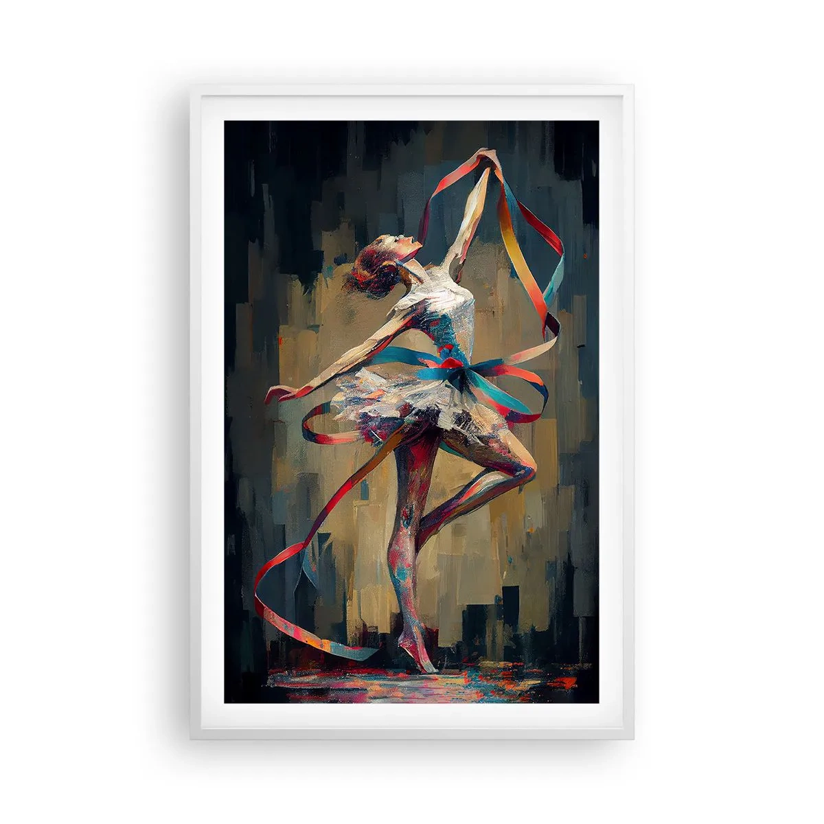 Poster in cornice bianca - Danza con nastro - 61x91 cm