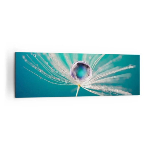 Quadro su tela - Stampe su Tela - Macro di una goccia d'acqua su un delicato seme di tarassaco - 160x50cm - Attimo mistico - Decorazione murale moderna per soggiorno e camera da letto ARTTOR
