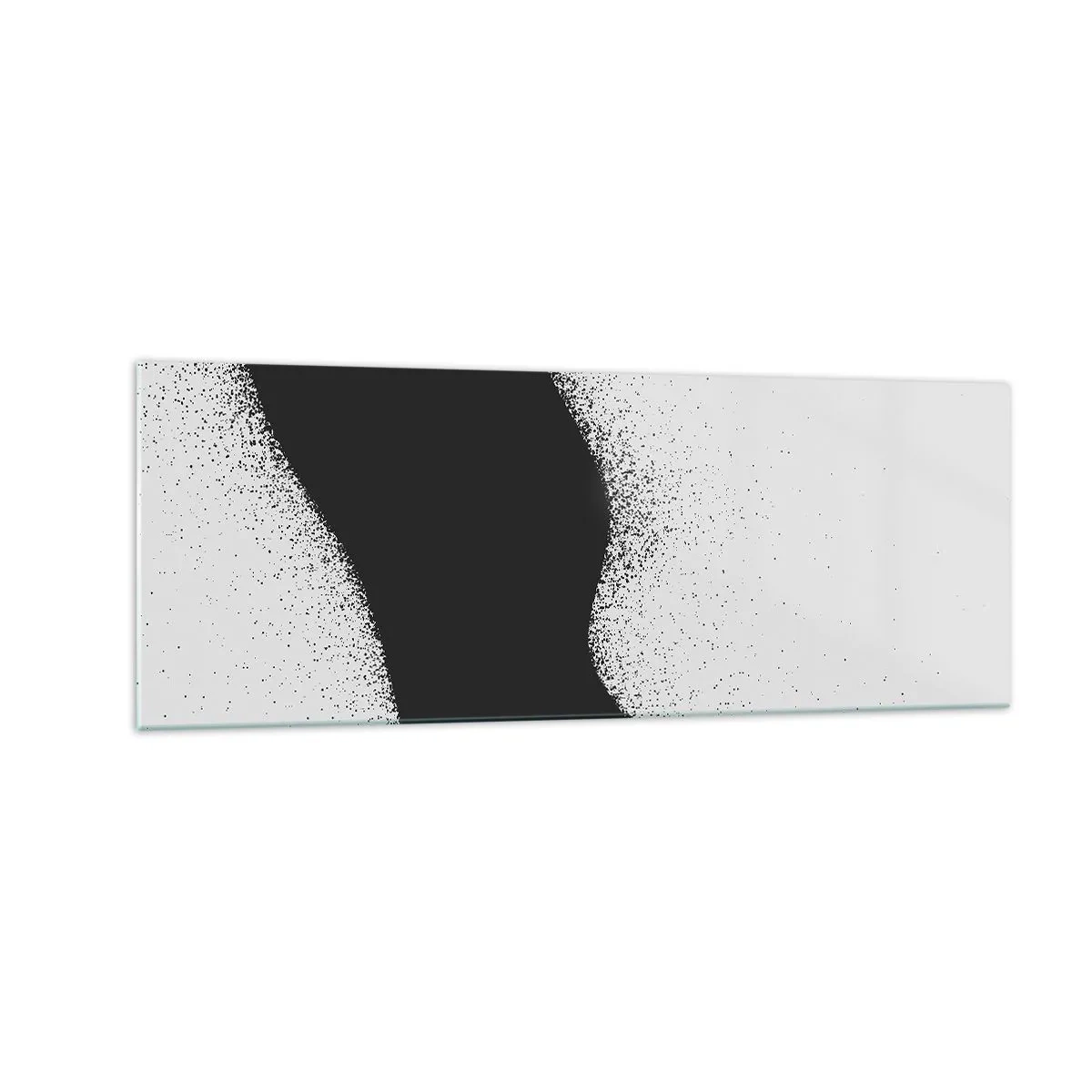 Quadro su vetro - Motivo astratto in bianco e nero con delicati punti su tela - 140x50cm - Equilibrio fluido - Decorazione murale moderna per soggiorno e camera da letto ARTTOR