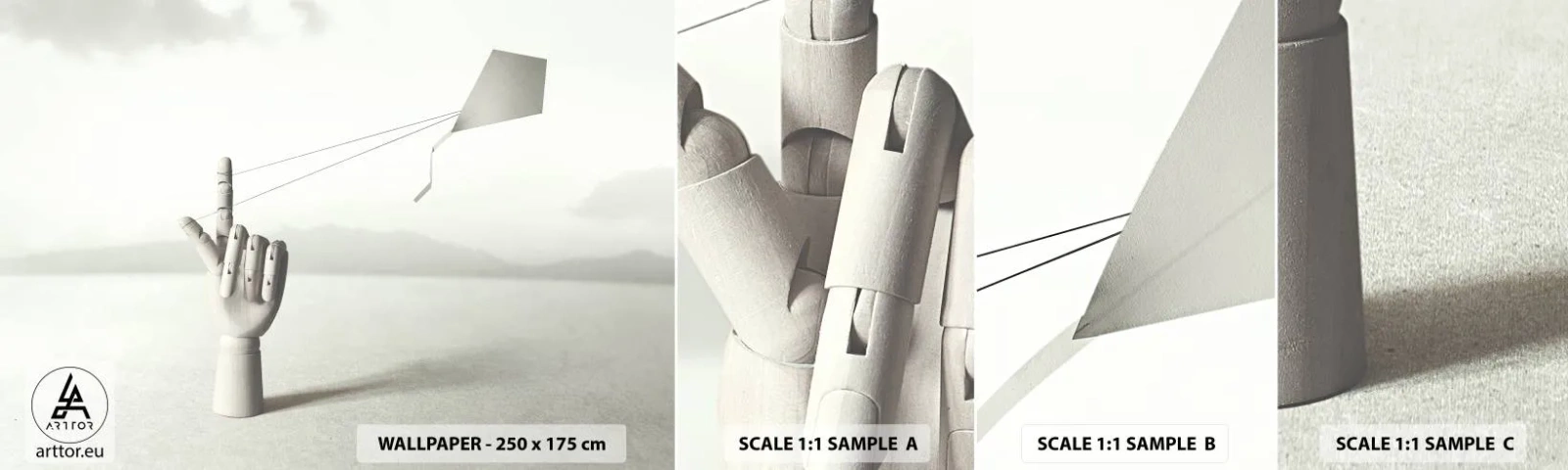 Campione Di Fotomurale Standard Eco - Prova di forza - Astrazione, Mano, Aquilone - 100x30 cm