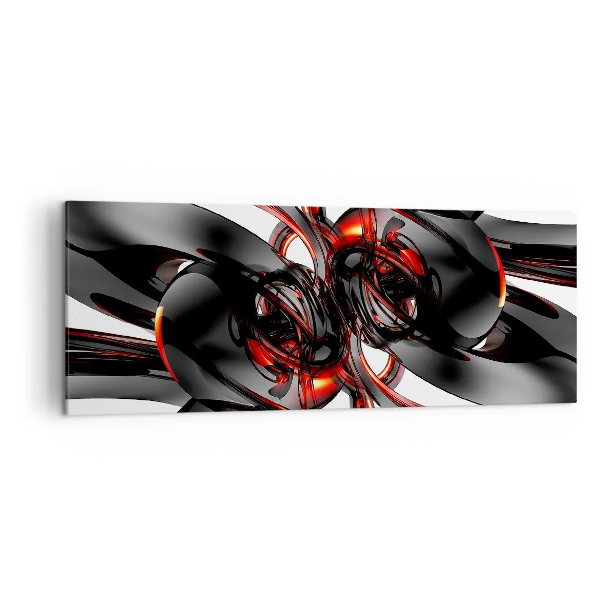 Quadro su tela - Stampe su Tela - Grafica 3D astratta con elementi neri e rossi - 140x50cm - Movimento in grafite e rosso - Decorazione murale moderna per soggiorno e camera da letto ARTTOR