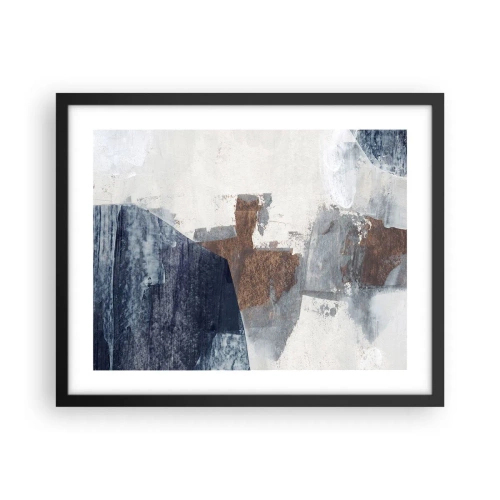 Poster in cornice nera - Forme blu e marroni - 50x40 cm