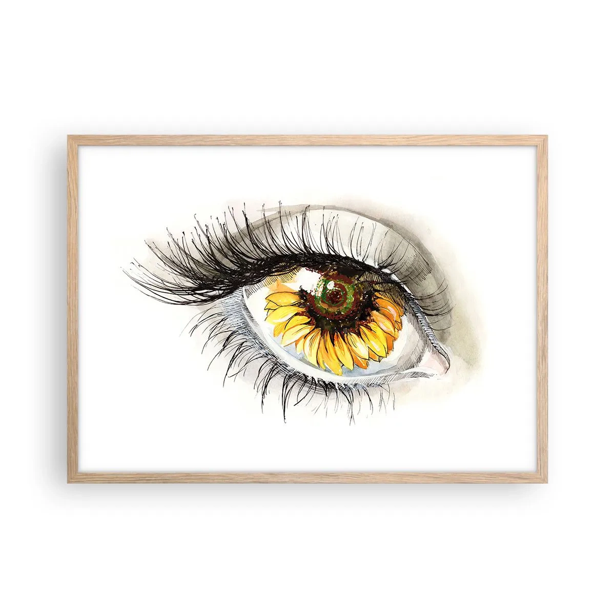 Poster in cornice rovere chiaro - Uno sguardo caldo come l'estate - 70x50 cm