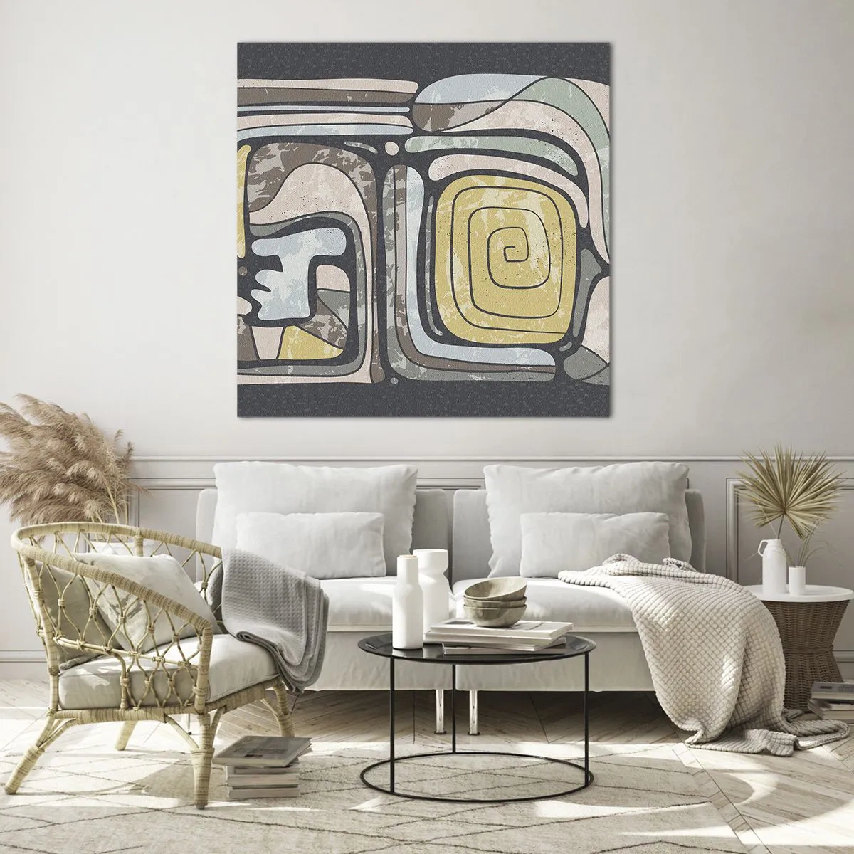 Quadro su vetro - Astrazione in spirito precolombiano - 40x40 cm